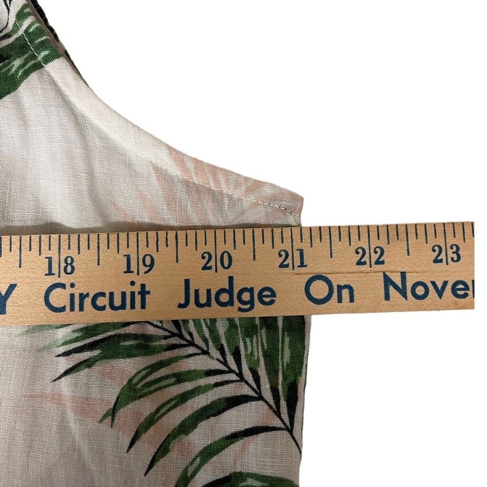 C&C California Sleeveless Linen Top Size Medium Hawaiian Print White/green/pink - Picture 7 of 9